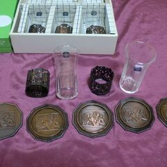 未使用保管品　A DRAFT BEER SET　クレオパトラ　純銅コースター&コップ受け付の画像
