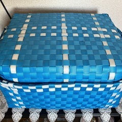 PPバンド　プラカゴ　小物入れ（大）蓋付　ハンドメイドの画像