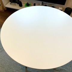 ラウンドテーブル90cm ホワイト 白丸天板 の画像