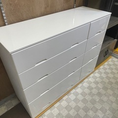 【リサイクルサービス八光】幅119.5㎝　株式会社マルミツ　エナメルホワイト　4段ワイドチェストの画像
