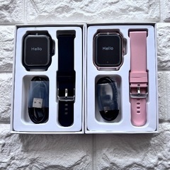 新品❤️スマートウォッチ  黒 ピンク 2個セット