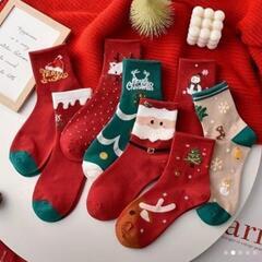 クリスマス☆新品未使用☆5 足組のクリスマス柄ソックスセット、ユ...