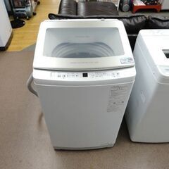 西岡店 洗濯機 8.0kg 2022年製 アクア AQW-V8NBK ホワイト ガラストップ インバーター 3Dパワフル洗浄