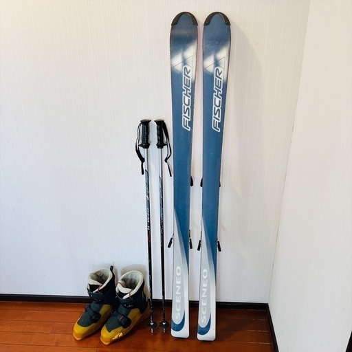 スキーセット Fischer 160cm スキー板、ストック、ブーツ約26cm
