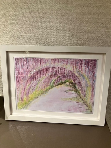 藤の花　風景画　原画　アート　額縁付き