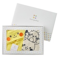 新品モンポケベビー出産準備ギフト犬印本舗ショッパー付赤ちゃんお祝いゲンガーイーブイorピカチュウポッチャマ　の画像