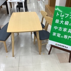 【トレファクマーケット千葉おゆみ野店】ご来店いただける方限定！ぽん家具 ベンチダイニング4点セット ナチュラル×ブルー のご紹介です！の画像
