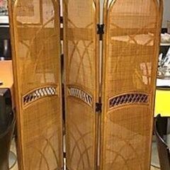 パーテーション　スクリーン　衝立　藤　ラタン　３連　高さ１５３ｃｍの画像