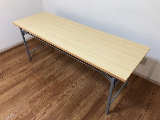 アイリスチトセ折りたたみテーブルAK-OT-1860Tナチュラル/グレー美品　脚折式会議テーブル　足元広々ワイド設計　アジャスター付き