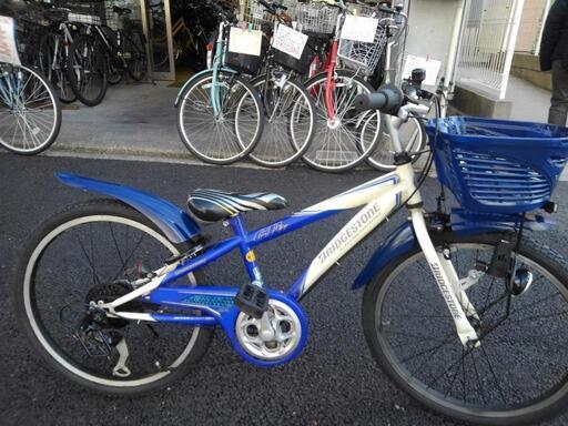 中古子供自転車３３２０ ブリヂストン　クロスファイヤーJr　前後タイヤ新品！　２２インチ　７段ギヤ　ダイナモライト　 身長１２３㎝前後