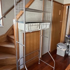 ランドリーラック　ステンレス　帆布の引き出しあり