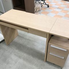 パソコンデスク 木製　キャビネット付き ナチュラル W(幅)13...