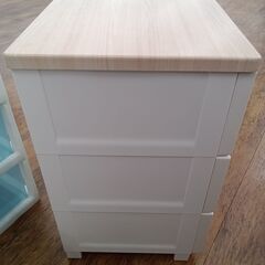 ★ジモティ割あり★  プラチェスト ホワイト×オーク H66×D41×W56 クリーニング済み MT3226の画像