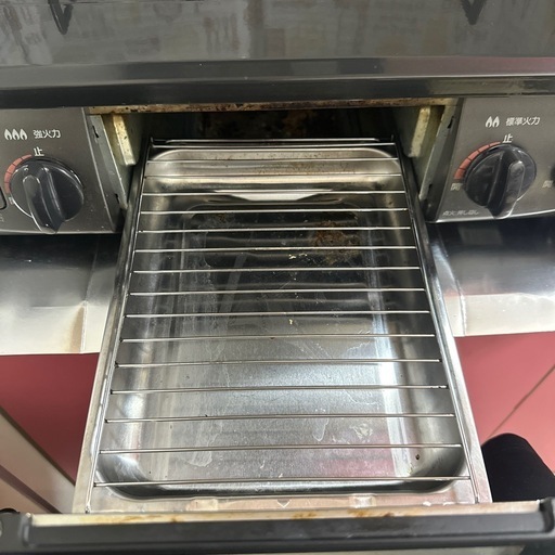 プロパンガス用 二口ガスコンロ グリル付き