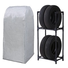 (決まりました)タイヤラック◆カバー付◆普通自動車・軽自動車◆縦置き 4本◆タイヤ収納◆積載量120kg◆タイヤ　保管の画像