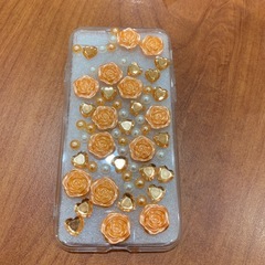 ハンドメイド オレンジのバラアイホンケースse