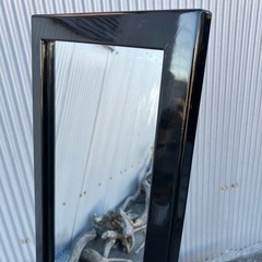 【お取引き中】全身鏡 鏡 木製 スタンド式ミラー スタンド 置き鏡 掛け鏡 ミラービッグミラー 全身鏡 姿見 木枠 シンプル 黒　立掛け 　の画像