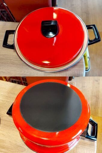 未使用品 ホクセイ ホーロー鍋 両手鍋 昭和レトロ 琺瑯鍋/TJ