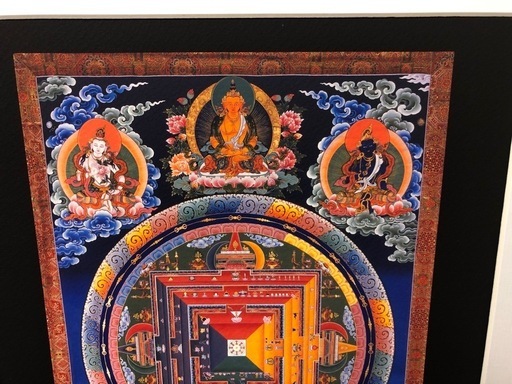 インテリア 
カーラチャクラ 曼荼羅 絵画 ガラス製額付 印刷物?額サイズ縦約39.5cm×約35cm
