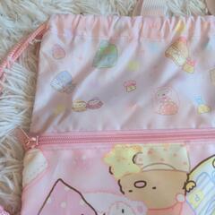 すみっコぐらし ナップサック ポケット付き ピンク の画像
