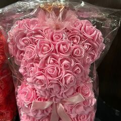 【新品・未開封】フラワーローズベア　テディベア　ピンク&赤の画像