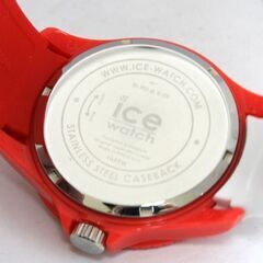 動作品 ice watch SI.RD.B.S.09 クオーツ式腕時計 3針 デイト 逆回転防止ベゼル 赤×白 ラバーバンド 24年12月電池交換 札幌市 清田区 平岡の画像