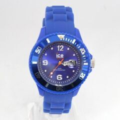 動作品 ice watch 000.125 クオーツ式腕時計 3針 デイト 逆回転防止ベゼル 青 ラバーバンド 24年12月電池交換 札幌市 清田区 平岡の画像