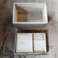木箱 ストッカー 古い木箱 小物入れ 収納箱 蓋付き木箱 小物収納　/HJ-0391 2F南の画像
