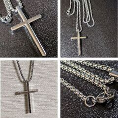 ステンレス製/シルバークロスネックレス（新品）の画像