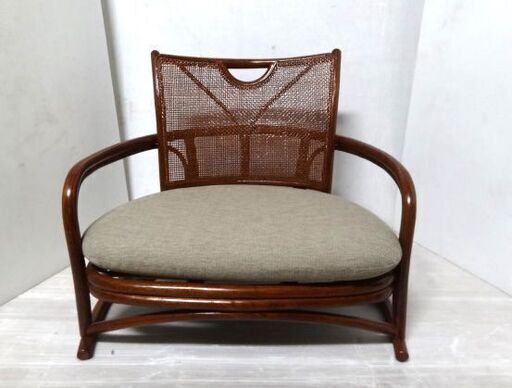 籐家具 ラタン 籐椅子 座面ワイド 販売済み ロータイプ 軽量☆店頭引