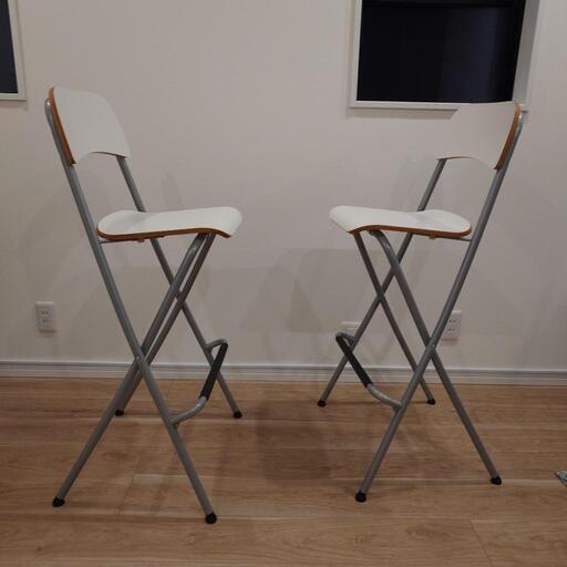 IKEA カウンターチェア 折りたたみ式, ホワイト ペア 74 cm