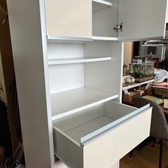 家具2点セット❗️鏡面ランドリーラック➕ニトリ白木目フリーラック（プラBOX8個付）のセットの画像