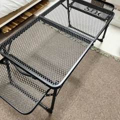 新品　キャンプ テーブル メッシュ サイドテーブル付き 高さ調整可能 