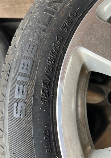 【引取者決定】タイヤ、アルミセット(155/65R14)
