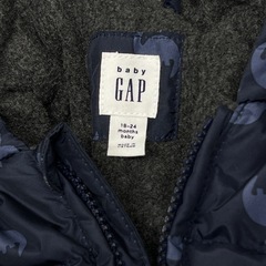 babyGAP ダウンジャケット18-24months ネイビー恐竜柄 90cmの画像