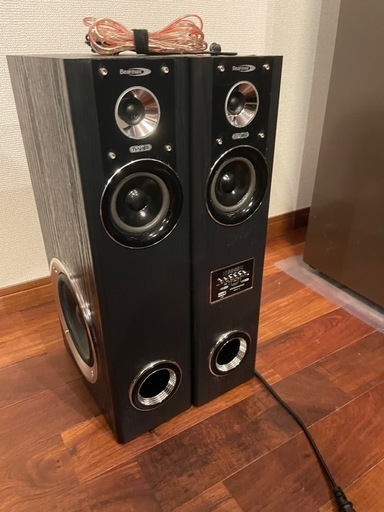 【出品期間12/27まで】【再値下げ】クマザキエイム アンプ内蔵タワースピーカー ヴァベル VABEL TS-120BW スピーカー 大音量 テレビ DVD ブルーレイ カラオケ