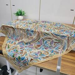シルク100% 大判ストール　ベージュ　花柄の画像