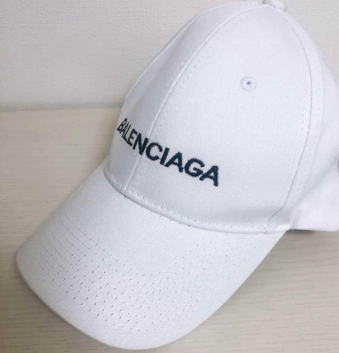 バレンシアガ ベースボールキャップ ユニセックス ホワイト ロゴ刺繍