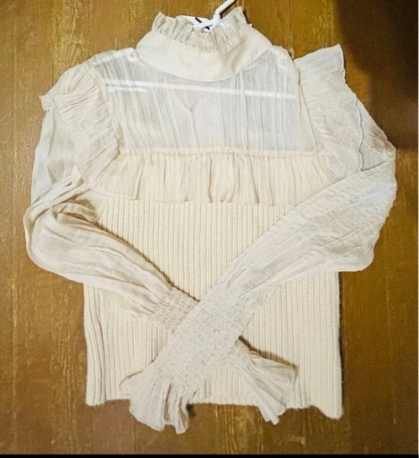 ZARA ニット　リボン　ブラウス