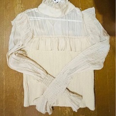 ZARA ニット　リボン　ブラウスの画像