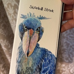 iPhone15proハシビロコウの手帳型スマホケースの画像