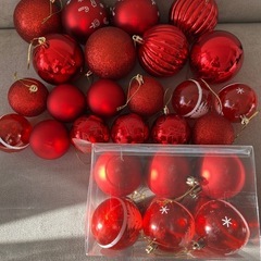 新品クリスマスオーナメント赤　大小32個