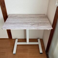 木製調 ホワイト パソコンデスク 高さ調整可能