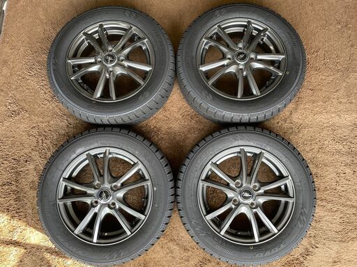 ?9部山程‼️状態良好‼️社外14インチアルミ&スタッドレスタイヤ4本セット☆165/65R14☆14×4.5J?