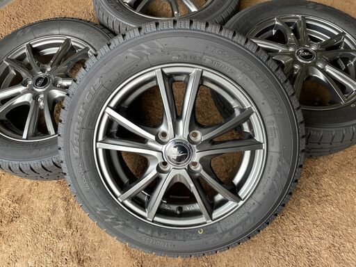 ?9部山程‼️状態良好‼️社外14インチアルミ&スタッドレスタイヤ4本セット☆165/65R14☆14×4.5J?