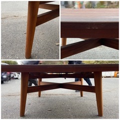 ☆値下げしました☆ウッドテーブル　大型　屋外　木製　中古品　サイズ(約)147cm×147cm×高さ68cmの画像