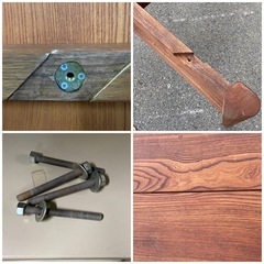 ☆値下げしました☆ウッドテーブル　大型　屋外　木製　中古品　サイズ(約)147cm×147cm×高さ68cmの画像