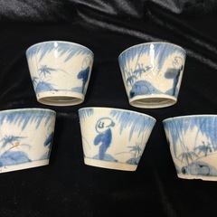 希少江戸時代末期~伊万里 染付 そば猪口 蕎麦猪口 ぐい呑 口径8.5x6cmの画像