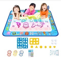 知育玩具　水で描けるお絵描きシート　水ペン、スタンプ、お絵描き型...