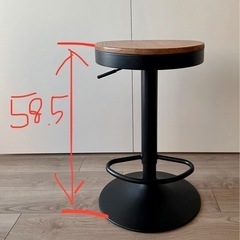 〈昇降式〉360度回転カウンターチェア 天然木×ブラックメタルベースの画像